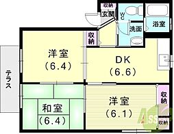 スカイヴィレッジH棟 3DKの間取図画像
