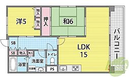 県営南多聞台第6住宅1号棟 2LDKの間取図画像