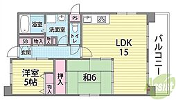 県営南多聞台第6住宅3号棟 2LDKの間取図画像
