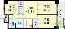 日宝アドニス塩屋 3LDKの間取図画像
