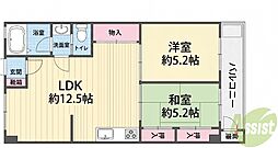 サンロイヤル霞ケ丘 2LDKの間取図画像