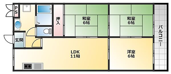 大阪府八尾市佐堂町2丁目(賃貸マンション3LDK・3階・58.30㎡)の写真 その2