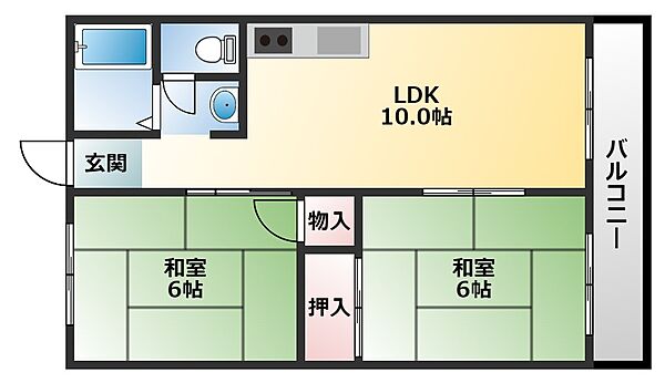 メゾンユイット 205｜大阪府八尾市南本町5丁目(賃貸マンション2LDK・2階・47.00㎡)の写真 その2