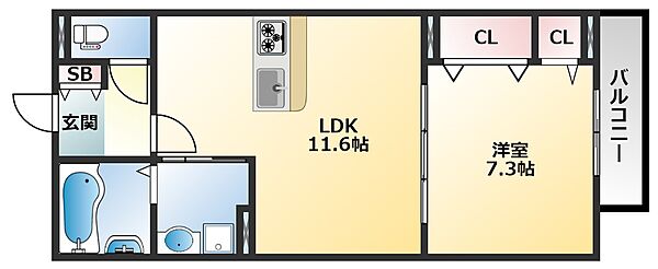 G-SQUARE 203｜大阪府東大阪市大蓮南4丁目(賃貸アパート1LDK・2階・47.04㎡)の写真 その2