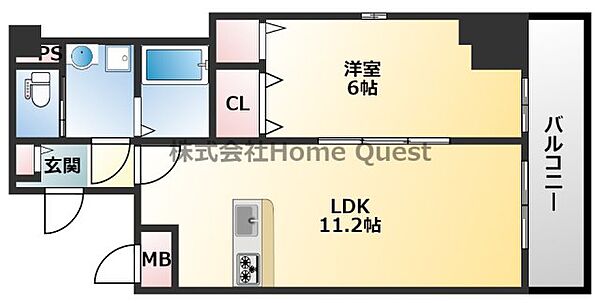 ムーンヒルズ大阪 1101｜大阪府東大阪市菱屋西1丁目(賃貸マンション1LDK・11階・41.10㎡)の写真 その2