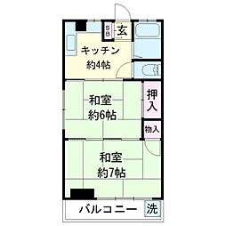 赤堤ハイム 2階2Kの間取り