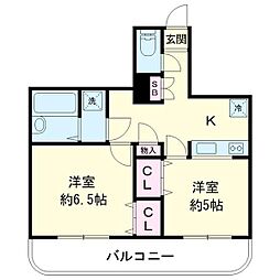 ベルグ赤堤五番館 2Kの間取図画像