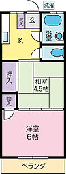 コーポ朝日I 1階2Kの間取り