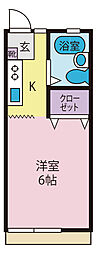 パナハイツ土橋B ワンルームの間取図画像