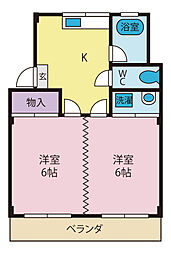 コーポ中沢 3階2Kの間取り
