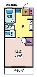 エレガントハウス 1Kの間取図画像