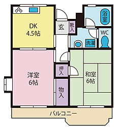 コーポラスナナサワ 2DKの間取図画像