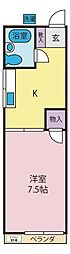 コーポ朝日 1Kの間取図画像