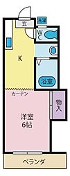 ベイウィンイマフク 1Kの間取図画像