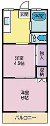 田島ハイツA 2Kの間取図画像
