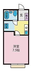 クレセント渡辺B ワンルームの間取図画像