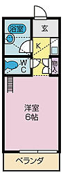クオーレ北新B 1Kの間取図画像