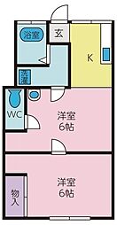 ST甲府・城東ハイツ 2Kの間取図画像