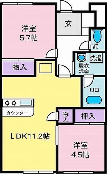 リバーサイドハイツ ｜山梨県笛吹市石和町四日市場(賃貸マンション2LDK・2階・51.48㎡)の写真 その2