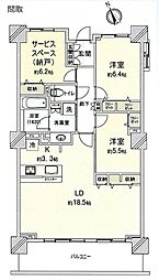 ライオンズタワーみどりのスタイリーナ 2SLDKの間取図画像