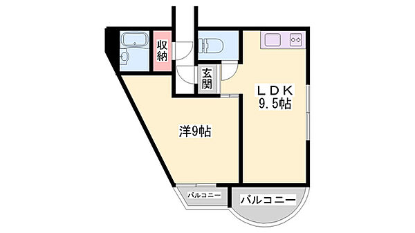 兵庫県加古川市米田町平津(賃貸マンション1LDK・2階・45.74㎡)の写真 その2