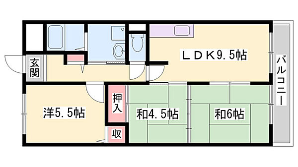 兵庫県高砂市春日野町(賃貸マンション3LDK・3階・54.88㎡)の写真 その1