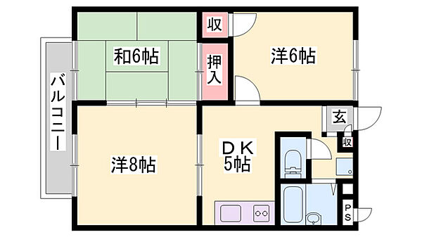 兵庫県加古川市加古川町北在家(賃貸アパート3DK・2階・52.17㎡)の写真 その2