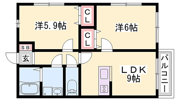 フェリーチェ尾上 ｜兵庫県加古川市尾上町養田2丁目(賃貸アパート2LDK・2階・48.54㎡)の写真 その2