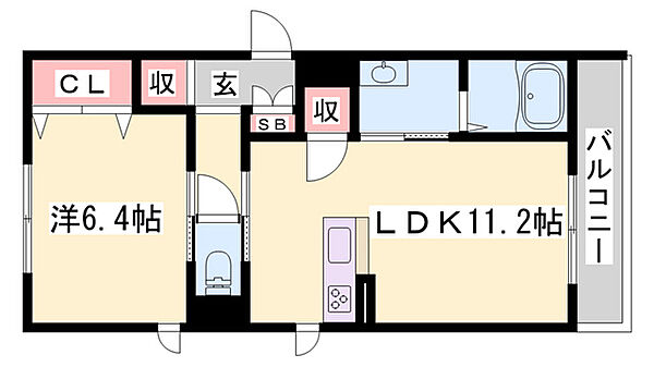 カーサキララ ｜兵庫県西脇市上野(賃貸マンション1LDK・2階・46.23㎡)の写真 その2