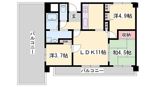 ホーユウパレス姫路 ｜兵庫県姫路市町坪(賃貸マンション3LDK・3階・56.09㎡)の写真 その2