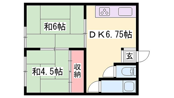 兵庫県西脇市西脇(賃貸アパート2DK・2階・29.00㎡)の写真 その2