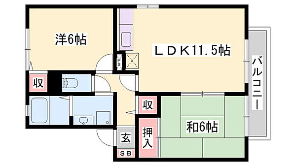 クレセントコート ｜兵庫県西脇市和田町(賃貸アパート2LDK・2階・53.72㎡)の写真 その2