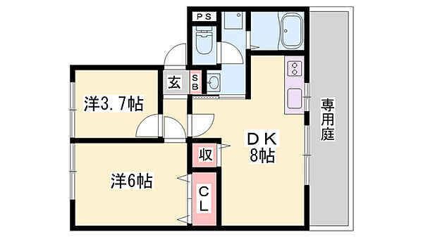 パナハイツレインボー ｜兵庫県姫路市飾磨区中野田2丁目(賃貸アパート2DK・2階・41.90㎡)の写真 その2