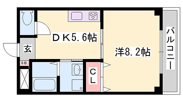 ヴァンクレールI ｜兵庫県姫路市三左衛門堀西の町(賃貸マンション1DK・2階・31.30㎡)の写真 その2