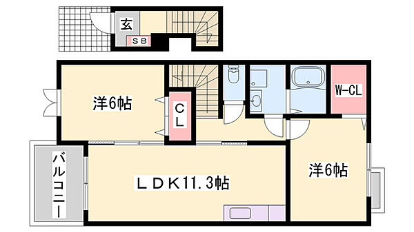 ノイ・フリーデＢ ｜兵庫県姫路市広畑区蒲田2丁目(賃貸アパート2LDK・2階・57.57㎡)の写真 その2