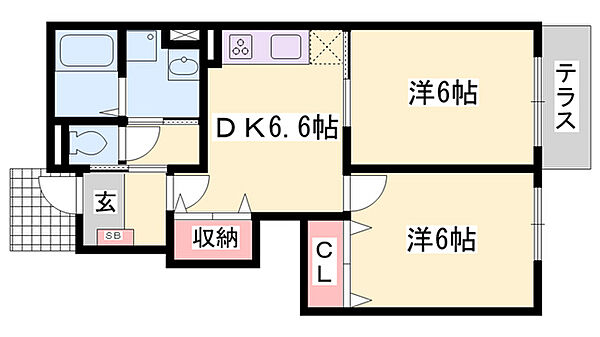 セレーノやしろＡ ｜兵庫県加東市社(賃貸アパート2DK・1階・44.70㎡)の写真 その2