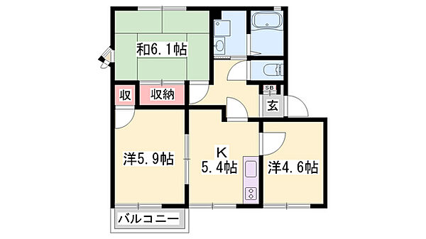 コートエスポワールＡ・Ｃ ｜兵庫県加古川市平岡町山之上(賃貸アパート3K・2階・50.81㎡)の写真 その2