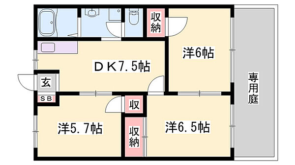 ハーモニービレッジ ｜兵庫県小野市王子町(賃貸アパート3DK・1階・52.17㎡)の写真 その2