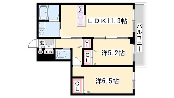 アラヤガーデン ｜兵庫県小野市天神町(賃貸マンション2LDK・2階・57.09㎡)の写真 その2