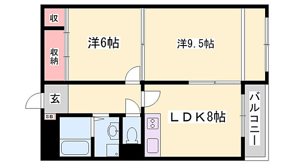 広畑中村コーポ ｜兵庫県姫路市広畑区小坂(賃貸マンション2LDK・3階・53.74㎡)の写真 その2