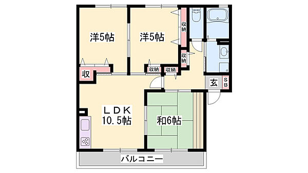 セレーノミナミ ｜兵庫県姫路市御国野町国分寺(賃貸アパート3LDK・2階・62.95㎡)の写真 その2