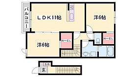 サニーアップヒルD  ｜ 兵庫県相生市緑ヶ丘2丁目（賃貸アパート2LDK・2階・57.64㎡） その2