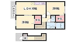 プロムナード 2LDKの間取図画像