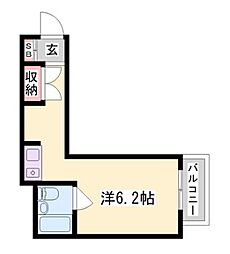 エレーヴ新在家 ワンルームの間取図画像