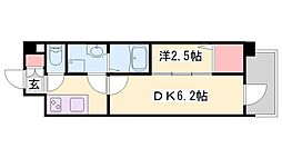 アルティザ姫路 1DKの間取図画像