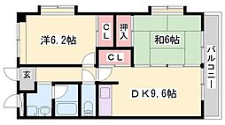 ノーブル・ヴィレッジ 3階2DKの間取り