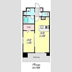 グランネクサス船橋町 9階1LDKの間取り