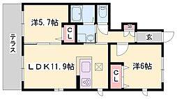 シャーメゾン塩屋 2LDKの間取図画像