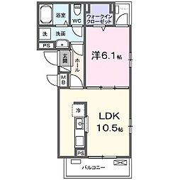 Sunlit 三木 1LDKの間取図画像