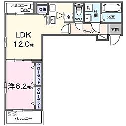 Sunlit 三木 1LDKの間取図画像